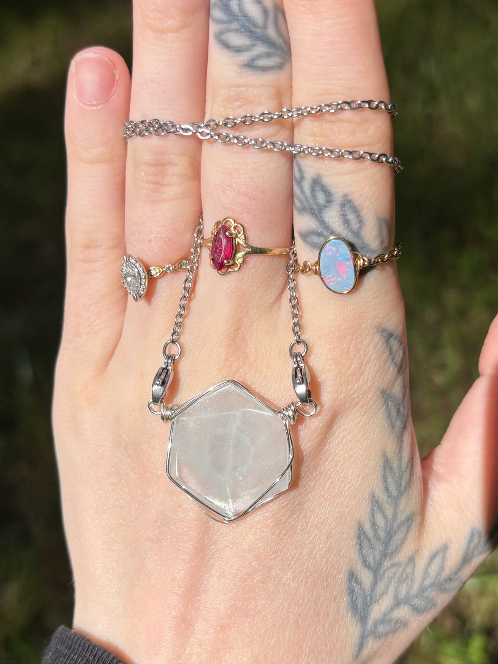 Aquamarine slice interchangeable necklace